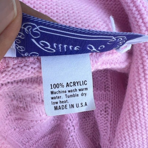 Vintage Billie Jo M Crochet Sweet Pink Long Sleeve Knit Cardigan Sweater USA - Picture 10 of 10